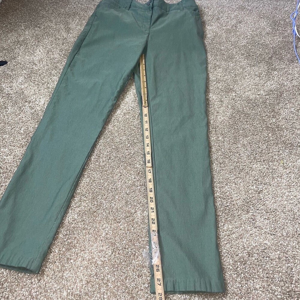 Nanette Lepore pants stretch olive green straight leg business SZ 8 comfort - Picture 4 of 11